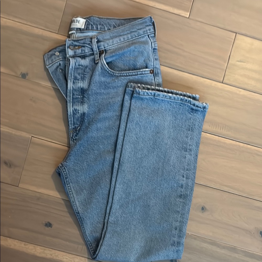 AGOLDE Women’s Riley High-rise Straight Crop Blue Denim Jeans